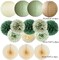 Sage Olive Green Party Decorations Boho Bridal Shower Decorations Olive Sage Green Paper Lanterns Beige Fans Poms